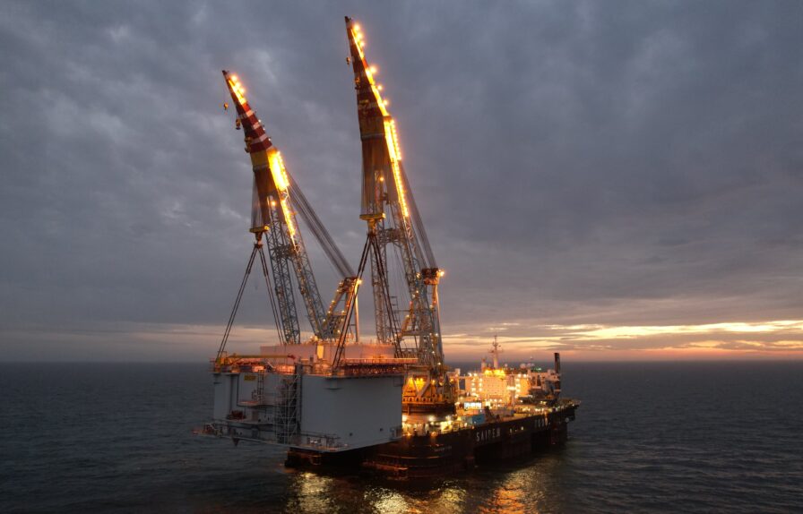 Second HVDC offshore substation platform installed at Dogger Bank Wind Farm by the Saipem 7000 vessel